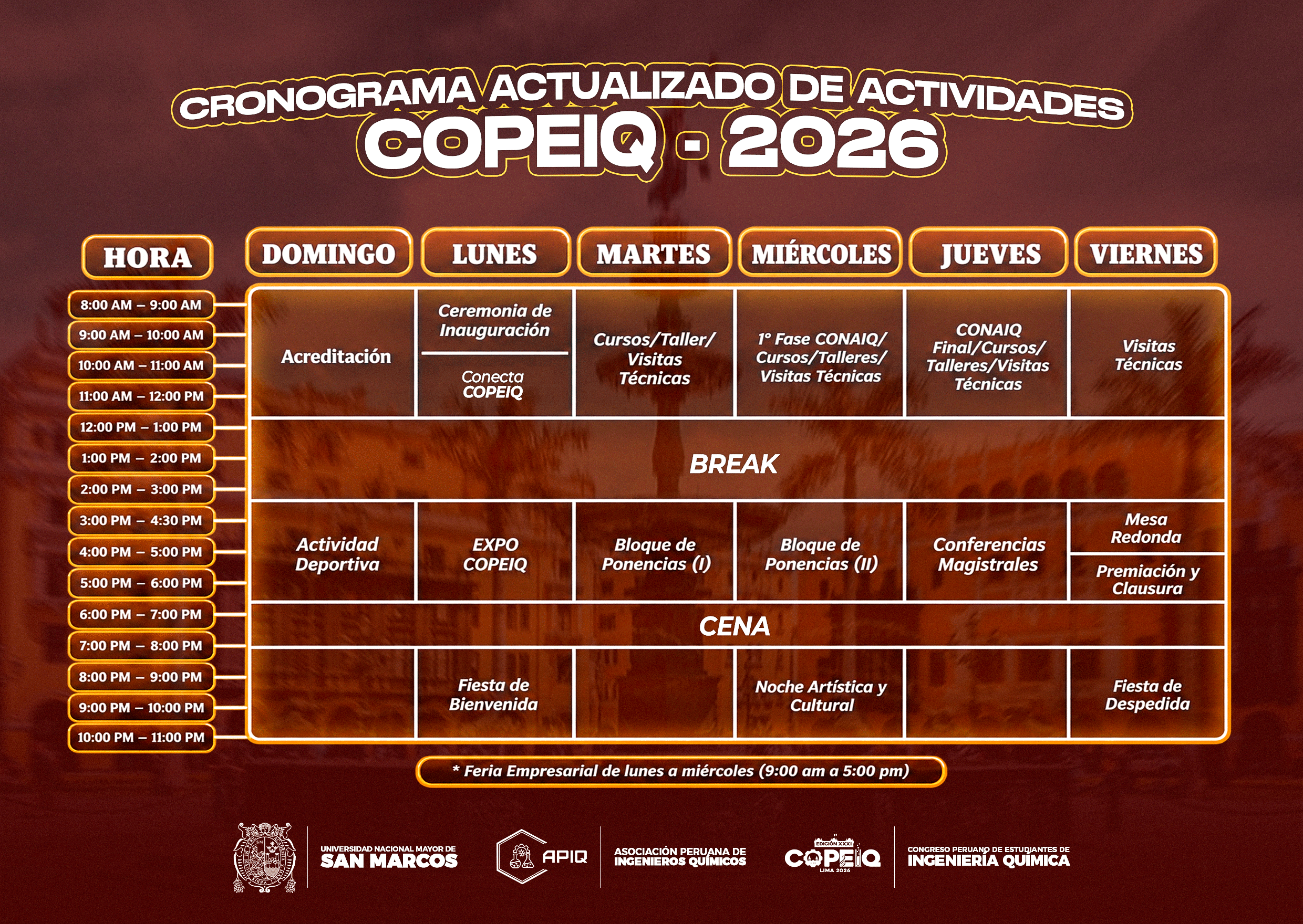 Cronograma de actividades COPEIQ 2026